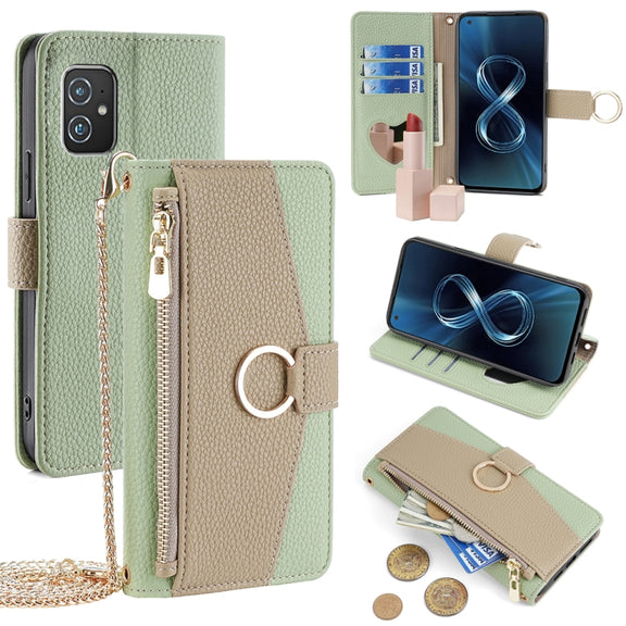 For Asus Zenfone 8 ZS590KS Crossbody Litchi Texture Leather Phone Case(Green)