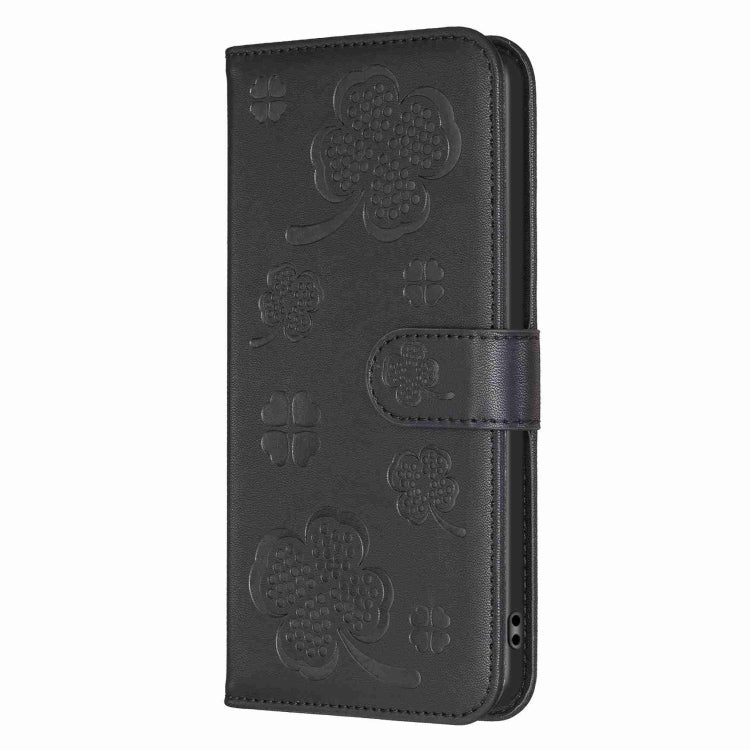 For Xiaomi Redmi Note 12 4G Global Four-leaf Embossed Leather Phone Case(Black)
