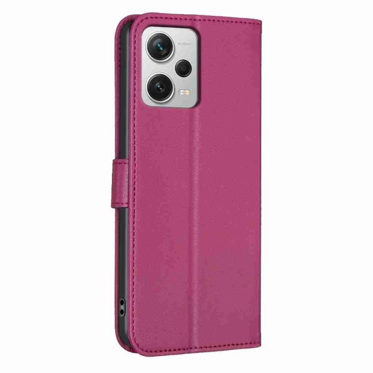 For Xiaomi Redmi Note 12 Pro+ 5G Global Four-leaf Embossed Leather Phone Case(Rose Red)
