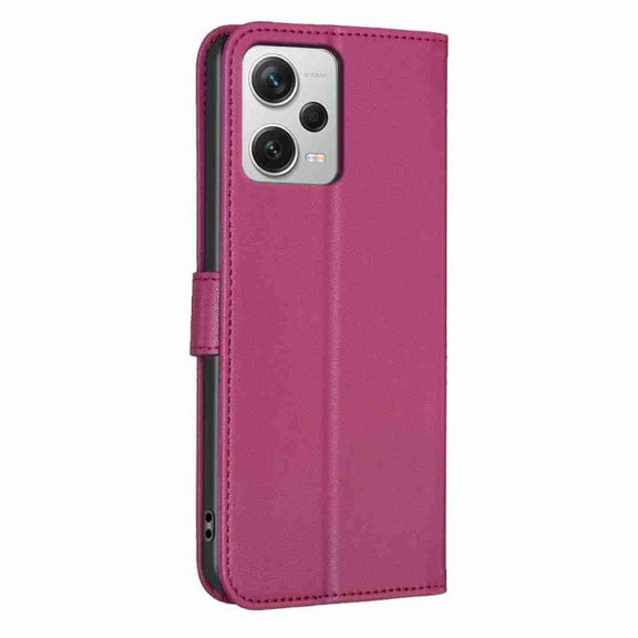 For Xiaomi Redmi Note 12 Pro+ 5G Global Four-leaf Embossed Leather Phone Case(Rose Red)