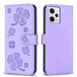 For Xiaomi Redmi Note 12 Pro 5G Global Four-leaf Embossed Leather Phone Case(Purple) - Xiaomi Cases by PMC TechLife | Online Shopping South Africa | PMC TechLife | Buy Now Pay Later Mobicred