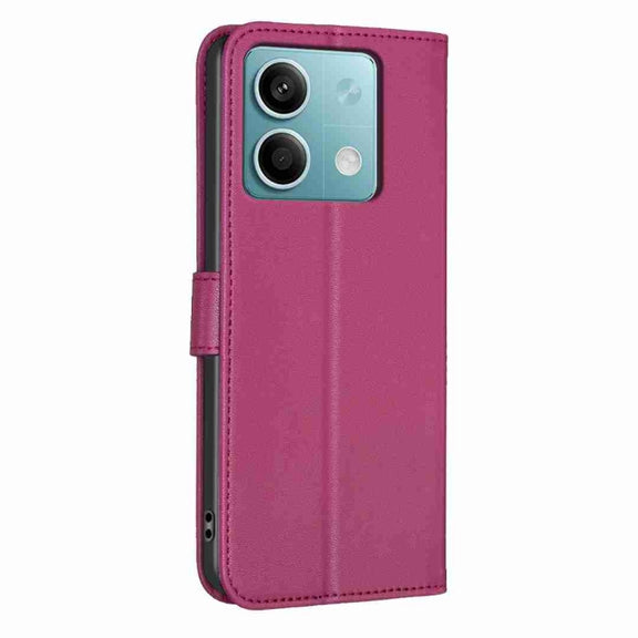 For Xiaomi Redmi Note 13 Four-leaf Embossed Leather Phone Case(Rose Red)