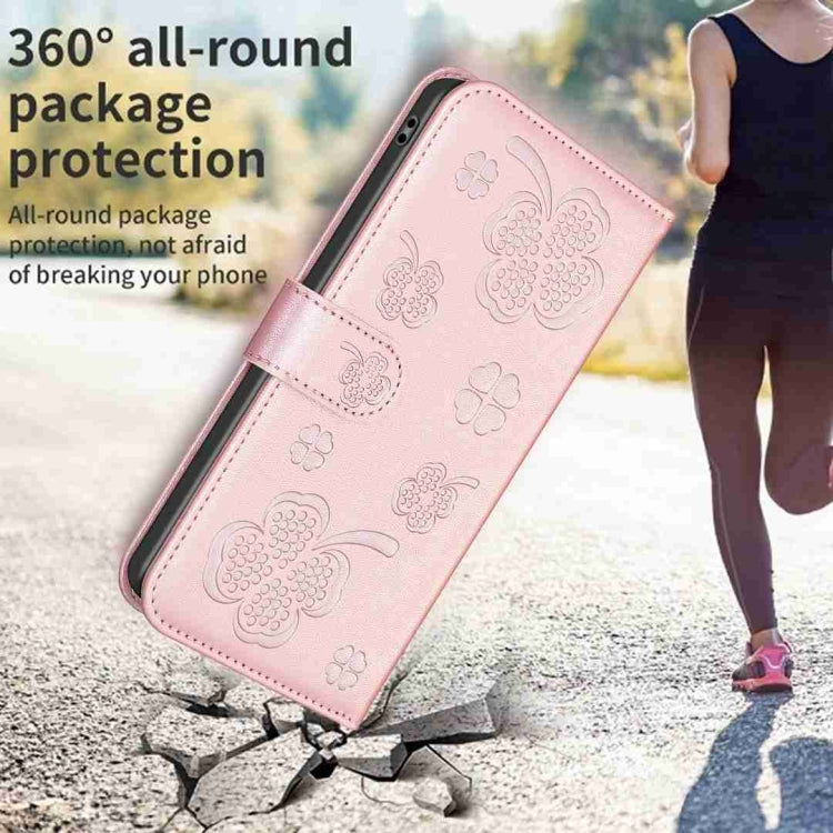 For Xiaomi Redmi Note 13 Pro+ 5G Four-leaf Embossed Leather Phone Case(Pink)