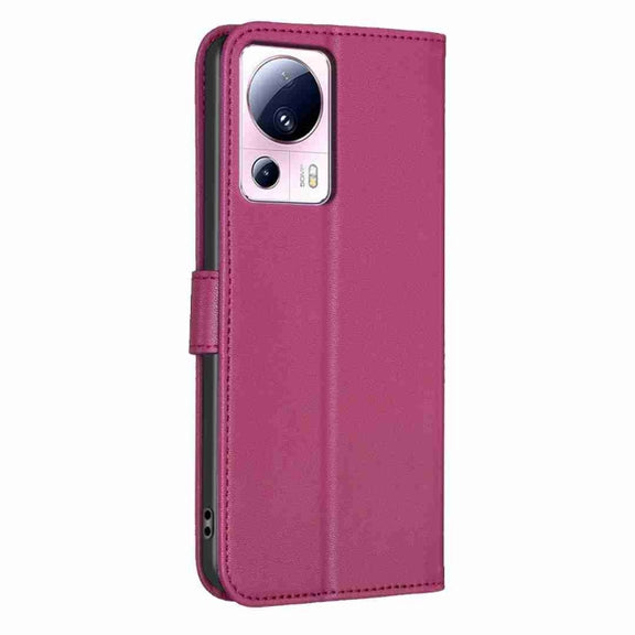 For Xiaomi 13 Lite 5G Four-leaf Embossed Leather Phone Case(Rose Red)