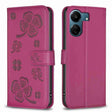 For Xiaomi Redmi 13C Four-leaf Embossed Leather Phone Case(Rose Red) - 13C Cases by PMC TechLife | Online Shopping South Africa | PMC TechLife | Buy Now Pay Later Mobicred
