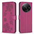 For Xiaomi Redmi A3 Four-leaf Embossed Leather Phone Case(Rose Red) - Xiaomi Cases by PMC TechLife | Online Shopping South Africa | PMC TechLife | Buy Now Pay Later Mobicred