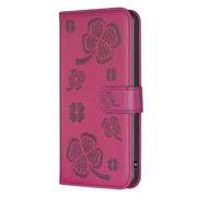 For Xiaomi Redmi A3 Four-leaf Embossed Leather Phone Case(Rose Red)
