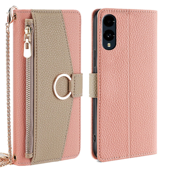 For Fujitsu Arrows We2 Crossbody Litchi Texture Leather Phone Case(Pink)