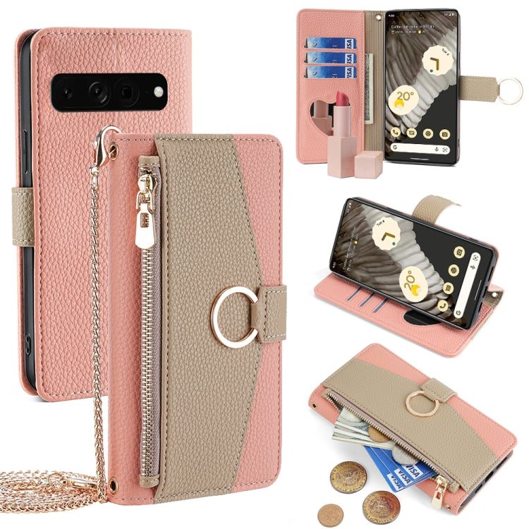 For Google Pixel 7 Pro Crossbody Litchi Texture Leather Phone Case(Pink)