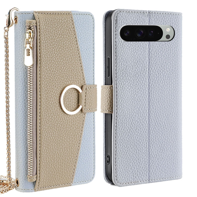 For Google Pixel 9 Pro XL Crossbody Litchi Texture Leather Phone Case(Blue)