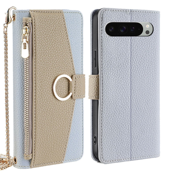 For Google Pixel 9 Pro XL Crossbody Litchi Texture Leather Phone Case(Blue)