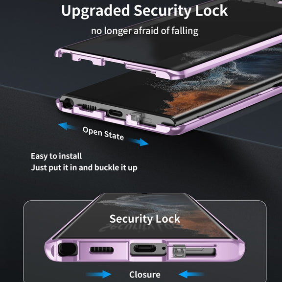 For Samsung Galaxy S24+ 5G HD Full Cover Magnetic Metal Tempered Glass Phone Case(Black)