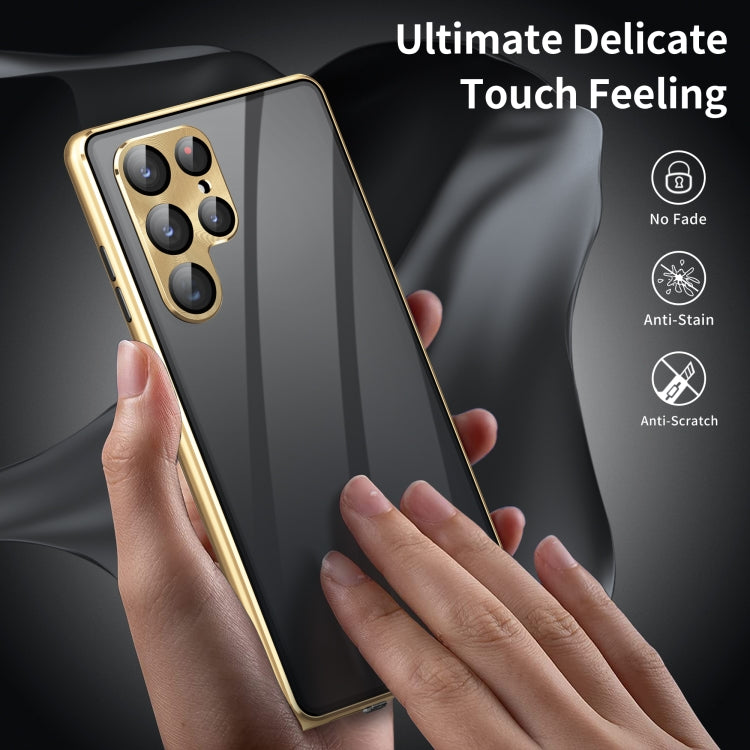 For Samsung Galaxy S24+ 5G Privacy Full Cover Magnetic Metal Tempered Glass Phone Case(Green)