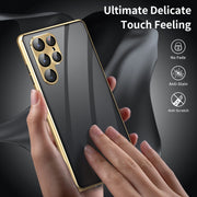 For Samsung Galaxy S24 5G Privacy Full Cover Magnetic Metal Tempered Glass Phone Case(Black)