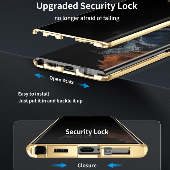 For Samsung Galaxy S24+ 5G Privacy Full Cover Magnetic Metal Tempered Glass Phone Case(Green)