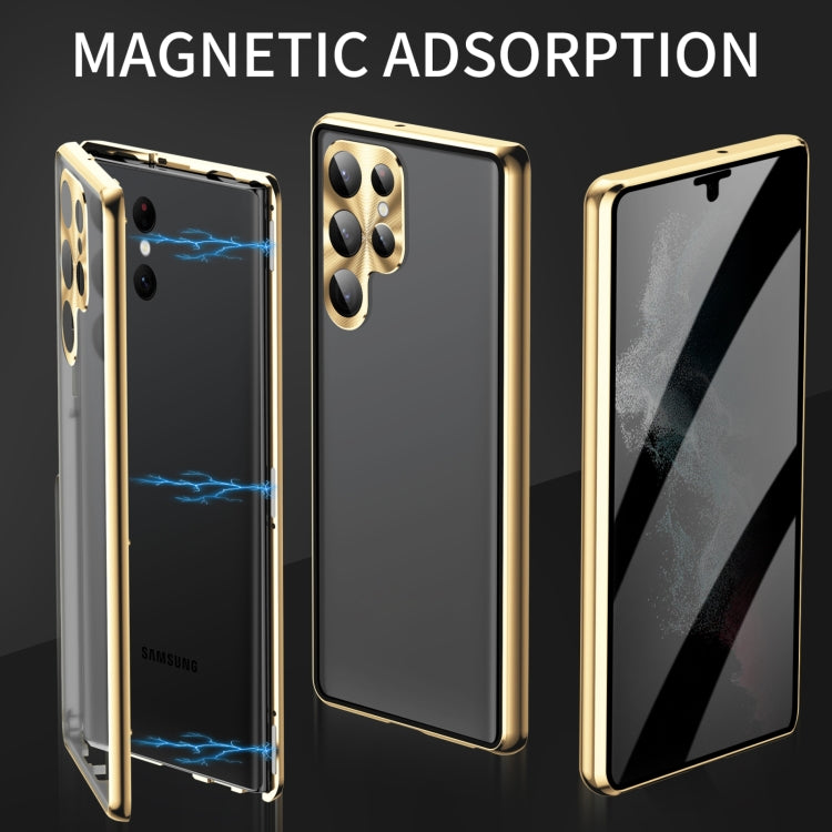 For Samsung Galaxy S24+ 5G Privacy Full Cover Magnetic Metal Tempered Glass Phone Case(Green)