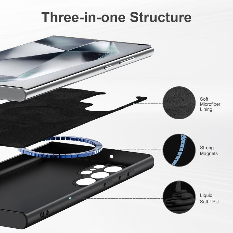 For Samsung Galaxy S25 Ultra 5G MagSafe Magnetic Liquid Silicone Phone Case(Black)