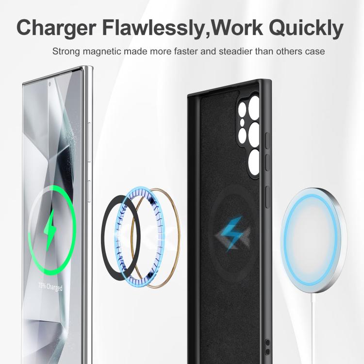 For Samsung Galaxy S25 Ultra 5G MagSafe Magnetic Liquid Silicone Phone Case(Black)