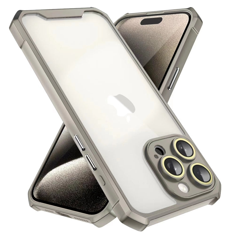 For iPhone 16 Pro Shockproof Acrylic Phone Case with Lens Glass Film(Grey)