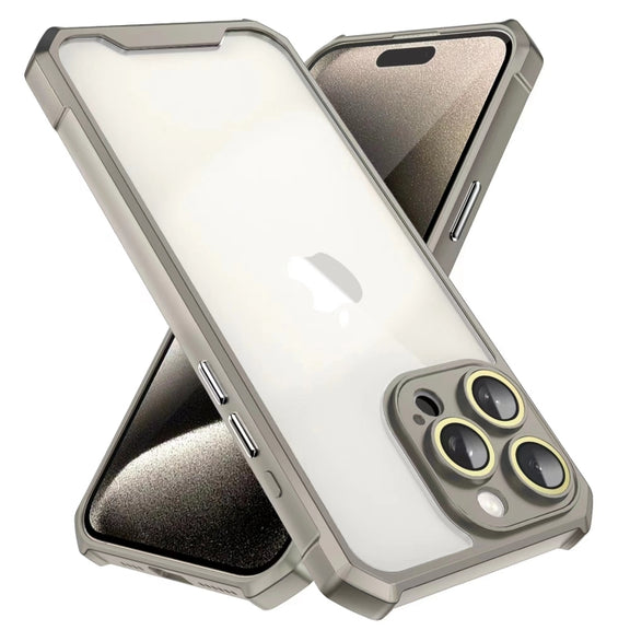 For iPhone 16 Pro Shockproof Acrylic Phone Case with Lens Glass Film(Grey)