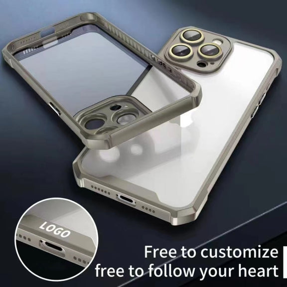 For iPhone 16 Pro Shockproof Acrylic Phone Case with Lens Glass Film(Grey)