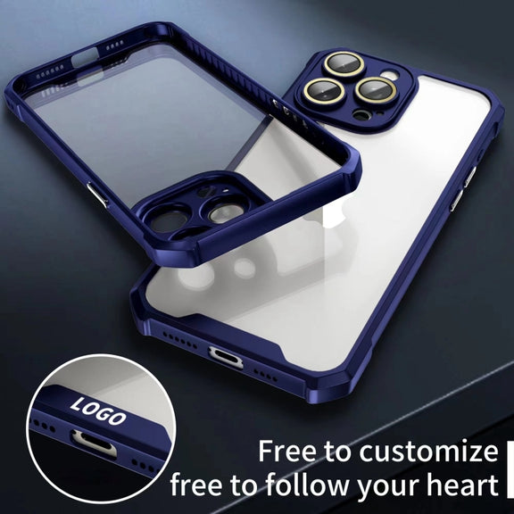 For iPhone 16 Plus Shockproof Acrylic Phone Case with Lens Glass Film(Blue)