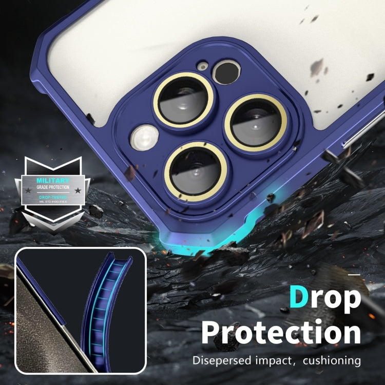For iPhone 16 Plus Shockproof Acrylic Phone Case with Lens Glass Film(Blue)