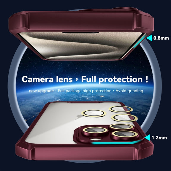 For iPhone 16 Pro Shockproof Acrylic Phone Case with Lens Glass Film(Grey)