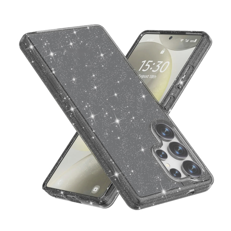 For Samsung Galaxy S25 Ultra 5G Shockproof Terminator Glitter Powder Phone Case(Black)