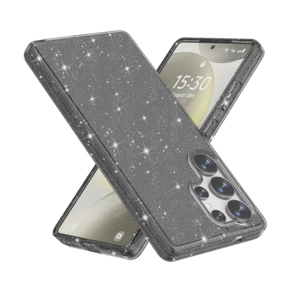 For Samsung Galaxy S25 Ultra 5G Shockproof Terminator Glitter Powder Phone Case(Black)