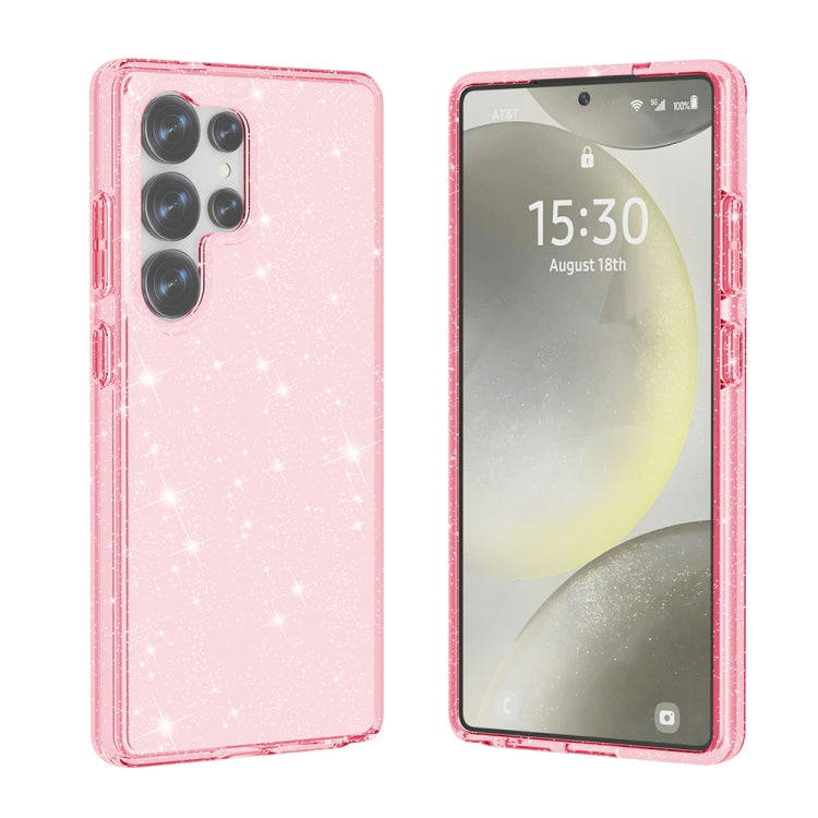 For Samsung Galaxy S25 Ultra 5G Shockproof Terminator Glitter Powder Phone Case(Pink)