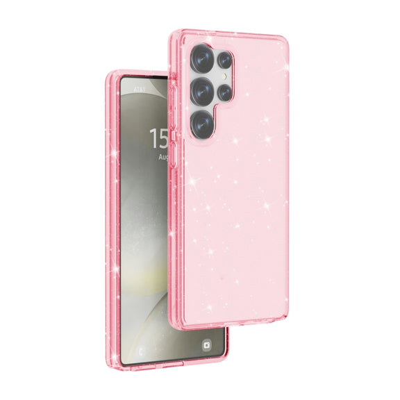 For Samsung Galaxy S25 Ultra 5G Shockproof Terminator Glitter Powder Phone Case(Pink)