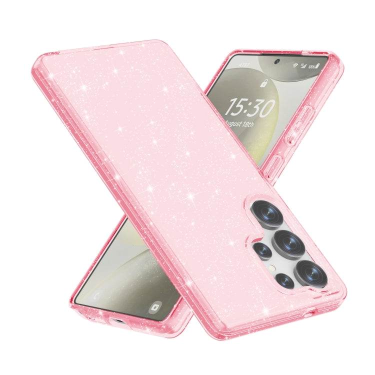 For Samsung Galaxy S25 Ultra 5G Shockproof Terminator Glitter Powder Phone Case(Pink)