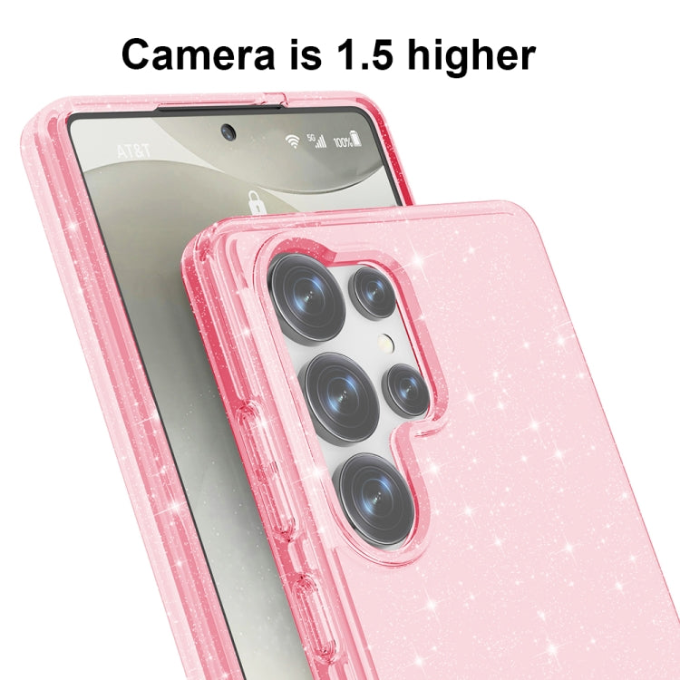 For Samsung Galaxy S25 Ultra 5G Shockproof Terminator Glitter Powder Phone Case(Pink)