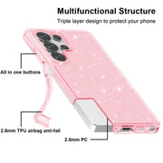 For Samsung Galaxy S25 Ultra 5G Shockproof Terminator Glitter Powder Phone Case(Pink)