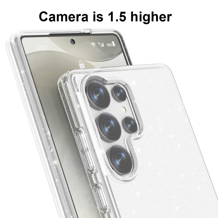 For Samsung Galaxy S25 Ultra 5G Shockproof Terminator Glitter Powder Phone Case(White)