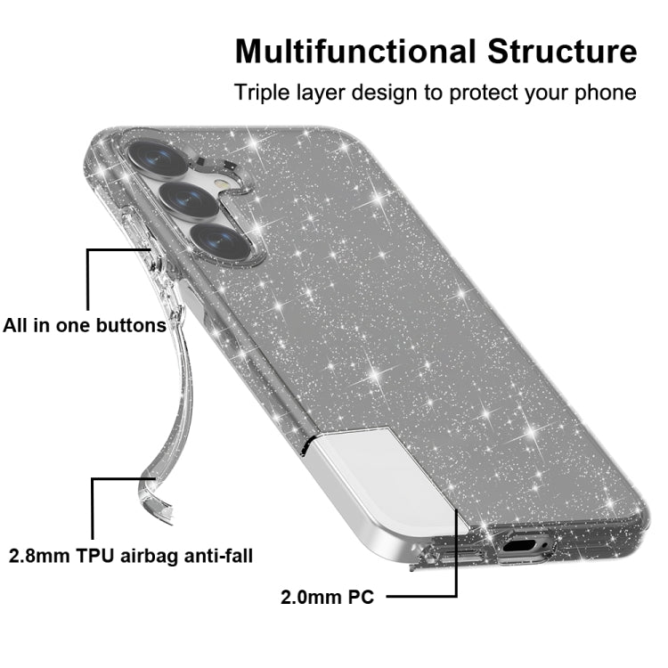For Samsung Galaxy S25+ 5G Shockproof Terminator Glitter Powder Phone Case(Black)