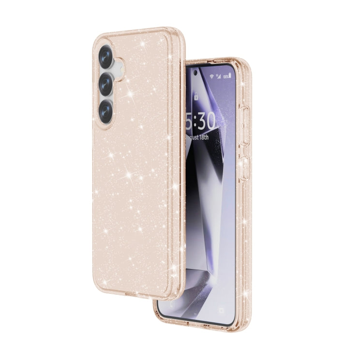 For Samsung Galaxy S25+ 5G Shockproof Terminator Glitter Powder Phone Case(Gold)