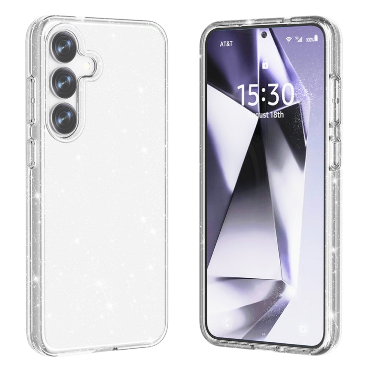 For Samsung Galaxy S25+ 5G Shockproof Terminator Glitter Powder Phone Case(White)