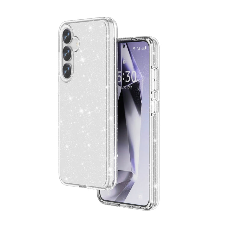 For Samsung Galaxy S25+ 5G Shockproof Terminator Glitter Powder Phone Case(White)