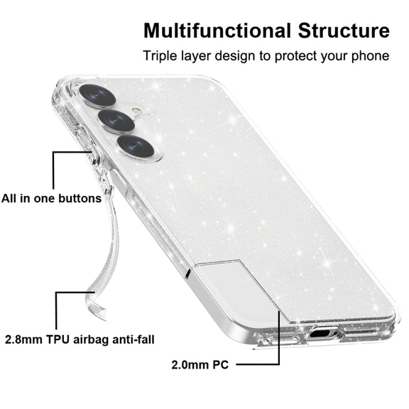 For Samsung Galaxy S25+ 5G Shockproof Terminator Glitter Powder Phone Case(White)