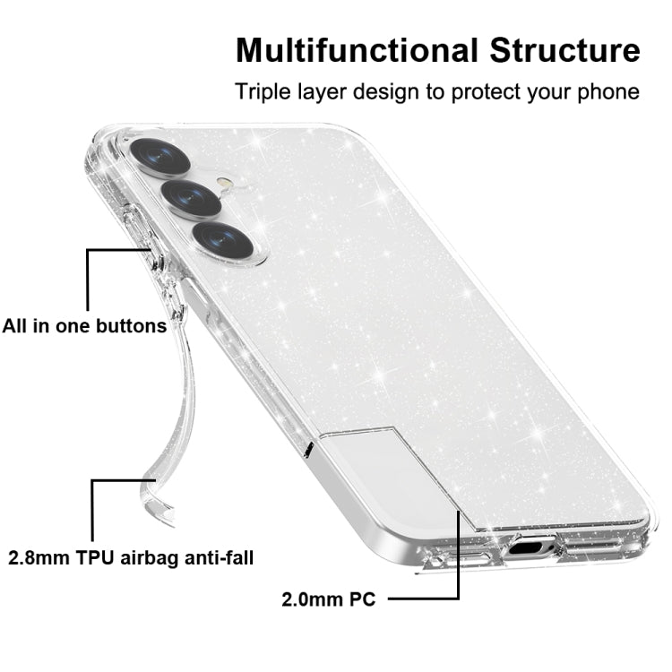 For Samsung Galaxy S25+ 5G Shockproof Terminator Glitter Powder Phone Case(White)