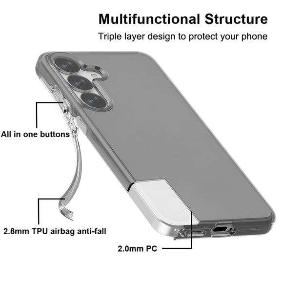 For Samsung Galaxy S25+ 5G Shockproof Terminator Glitter Powder Phone Case(Transparent Black)