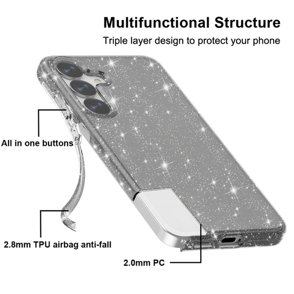 For Samsung Galaxy S25 5G Shockproof Terminator Glitter Powder Phone Case(Black)