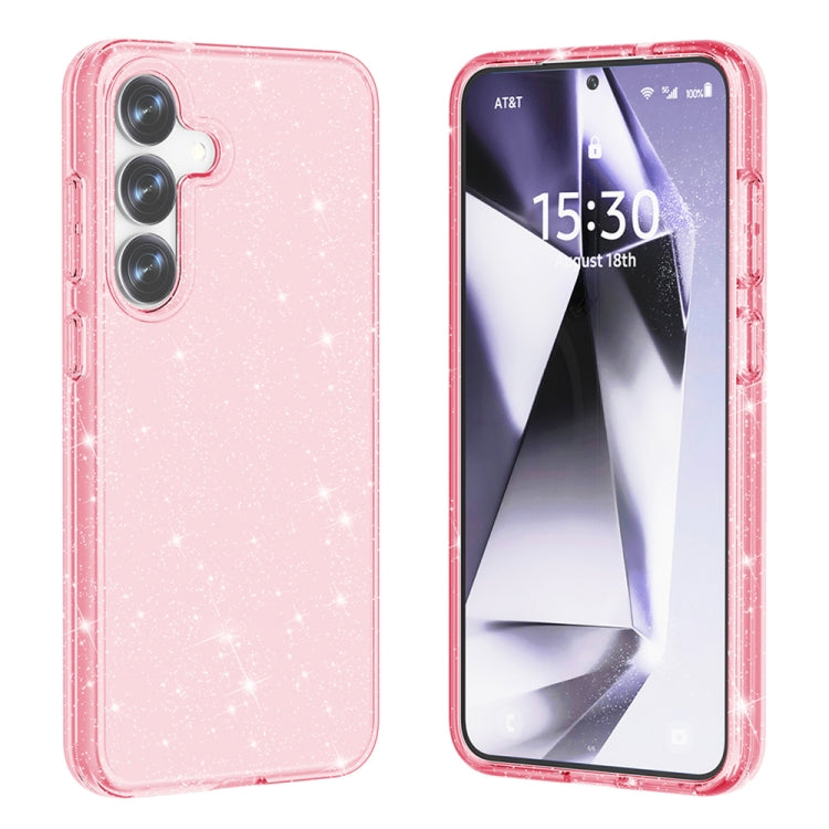 For Samsung Galaxy S25 5G Shockproof Terminator Glitter Powder Phone Case(Pink)