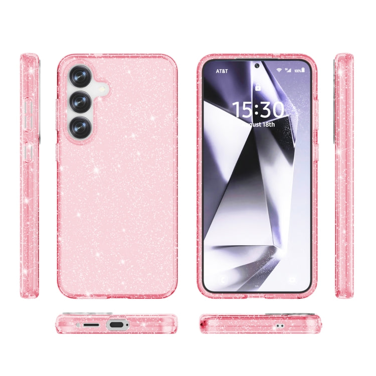For Samsung Galaxy S25 5G Shockproof Terminator Glitter Powder Phone Case(Pink)