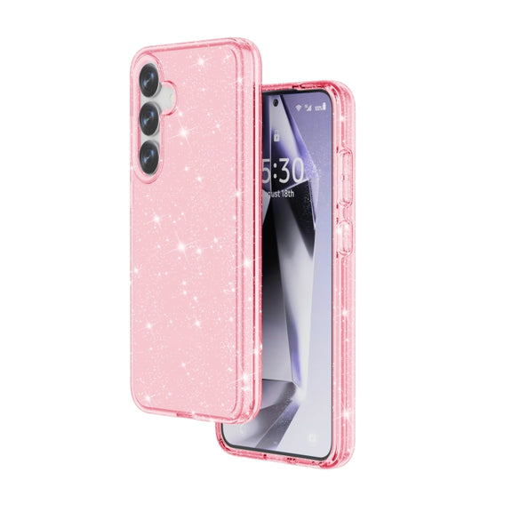 For Samsung Galaxy S25 5G Shockproof Terminator Glitter Powder Phone Case(Pink)