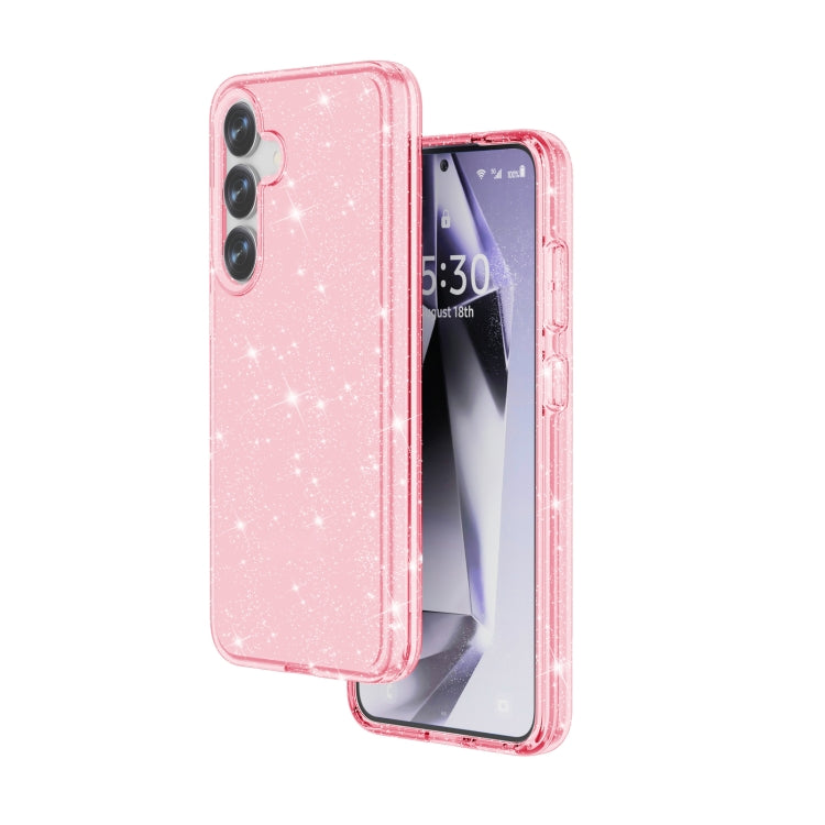 For Samsung Galaxy S25 5G Shockproof Terminator Glitter Powder Phone Case(Pink)
