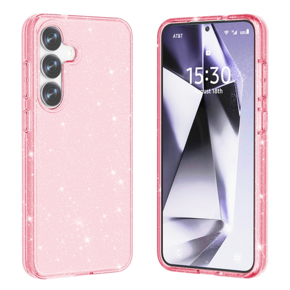 For Samsung Galaxy S25 5G Shockproof Terminator Glitter Powder Phone Case(Pink)