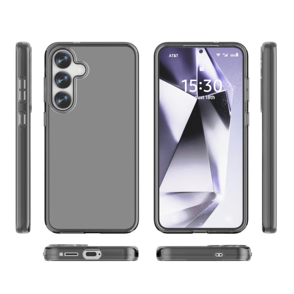 For Samsung Galaxy S25 5G Shockproof Terminator Glitter Powder Phone Case(Transparent Black)